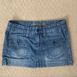 American Eagle Outfitters Womens Vintage Blue Denim Mini Skirt Sz 0